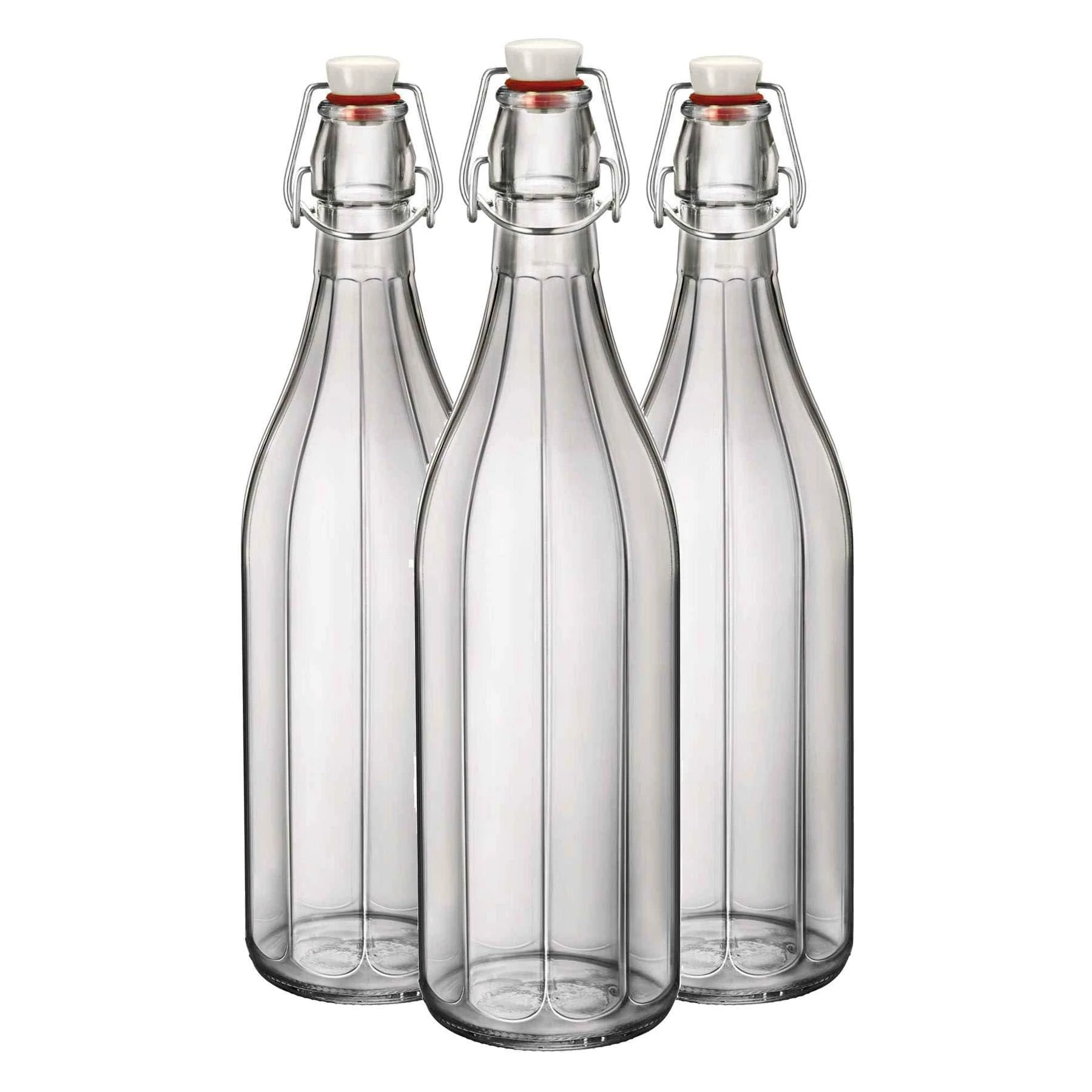 Bormioli Rocco Oxford Clear Wine Water Table Serving Swing Top Bottle - 1000ml - Pack of 3