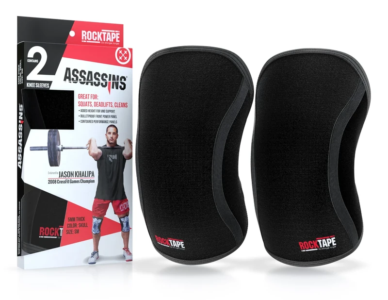Rocktape Black 2 Knee Sleeves, 7mm/Large
