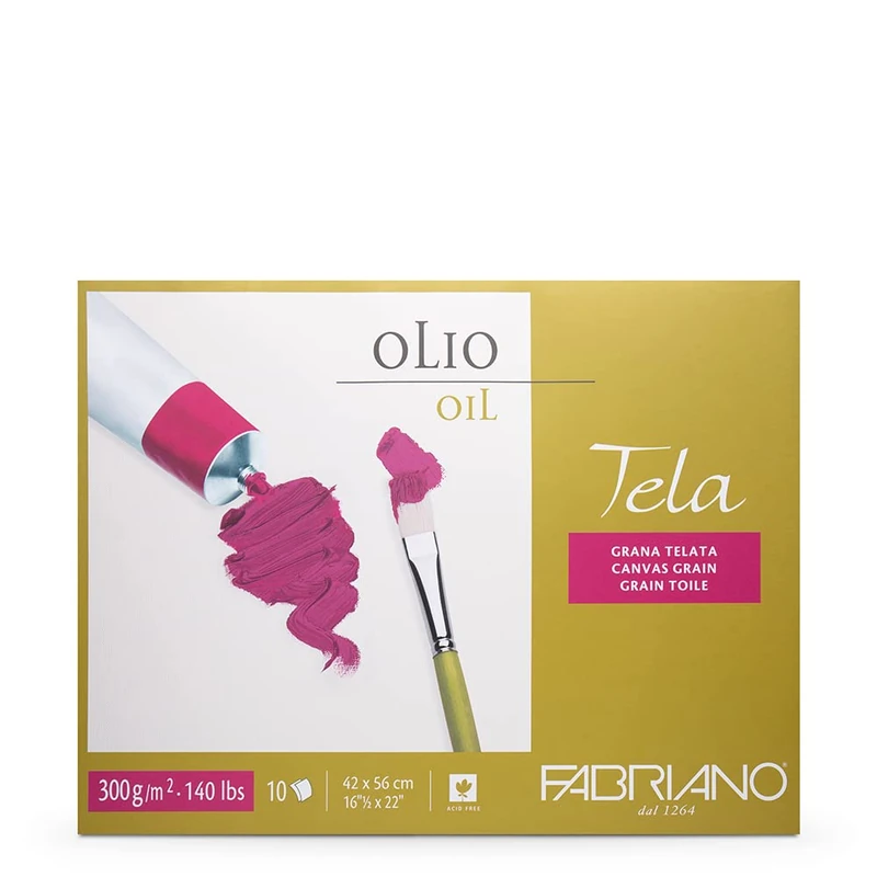 Unbekannt Fabriano Tela Card, Oil Painting Paper with Linen Texture, 300 g/m2, 42 x 56 cm, 10 Sheets, Block Glued on 4 Sides, Acid and Ageing Resistant, White - Image 1