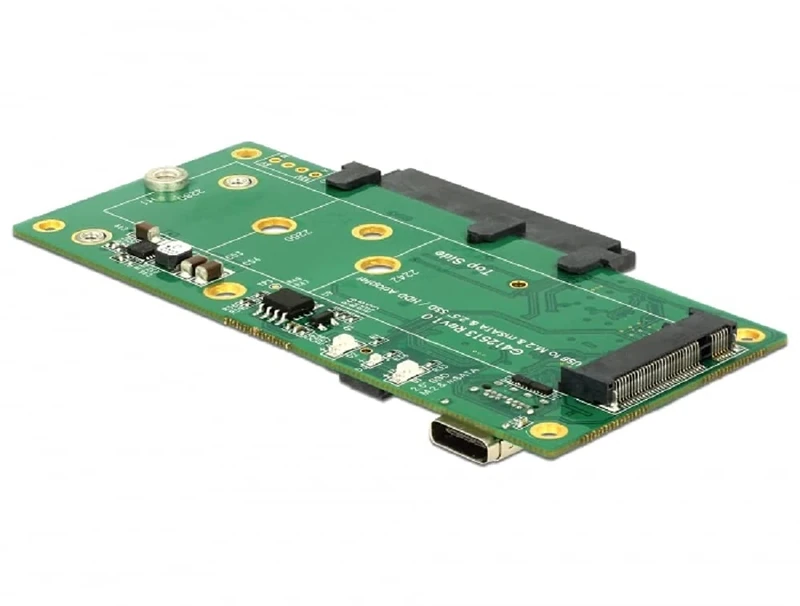 DELOCK SuperSpeed USB Converter 10 Gbps USB 3.1 Gen 2 with USB Type-C Female > 1 x SATA/1 x M.2 Key B/1 x mSATA