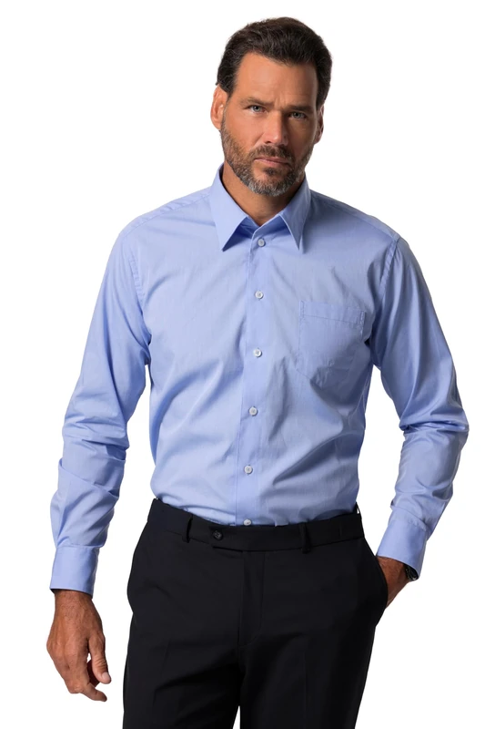 JP 1880 Men's Big & Tall Adjustable Collar Smart Shirt Blue XXXX-Large 703633 71-4XL