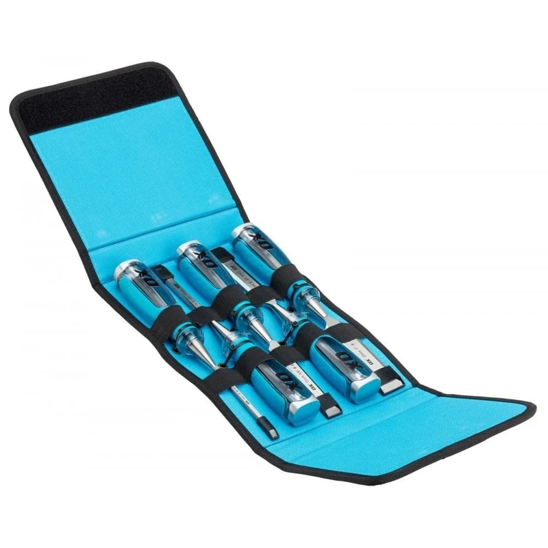 OX Tools Pro Wood Chisel Set Soft Grip Handle & Velcro Case