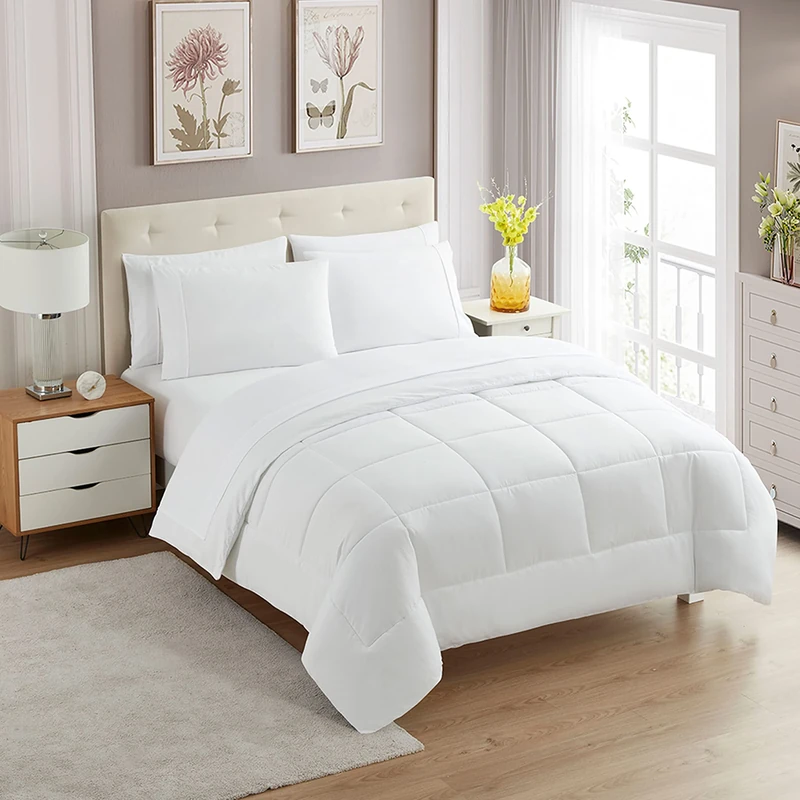 Sweet Home Collection Ultra Soft Down Alternative Set & Luxurious Bed Sheets, Microfiber, White, Twin XL