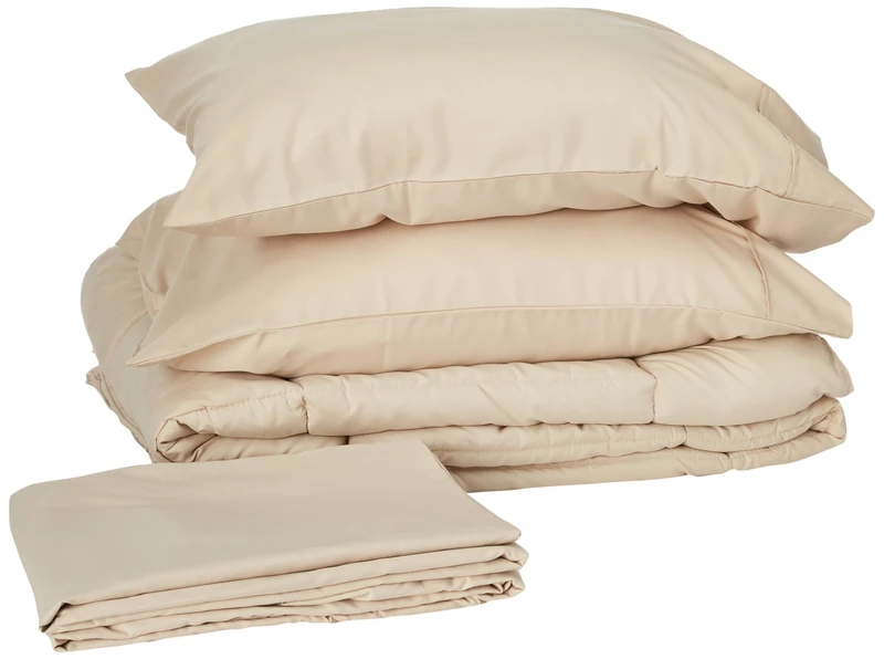 Sweet Home Collection Ultra Soft Down Alternative Set & Luxurious Bed Sheets, Microfiber, Beige, Twin XL
