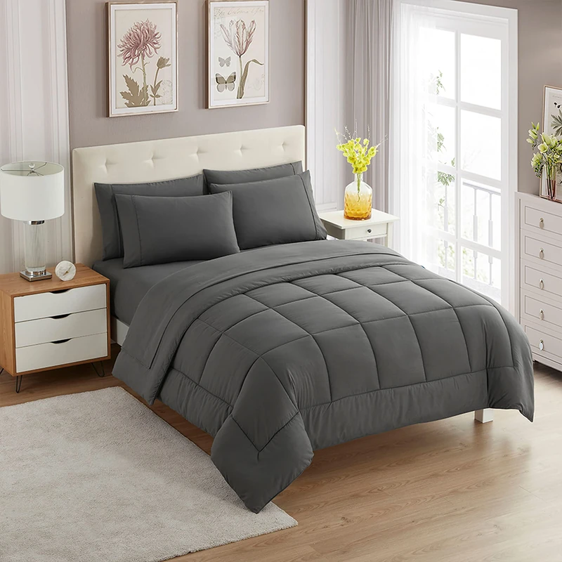 Sweet Home Collection Ultra Soft Down Alternative Set & Luxurious Bed Sheets, polyester microfiber, Gray, Twin XL