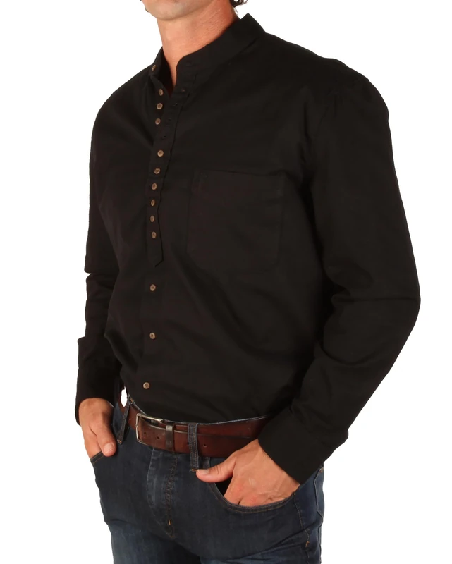 The Celtic Ranch Traditional Irish Grandfather, Men's Long-Sleeve Collarless Shirt - - Large - Image 1