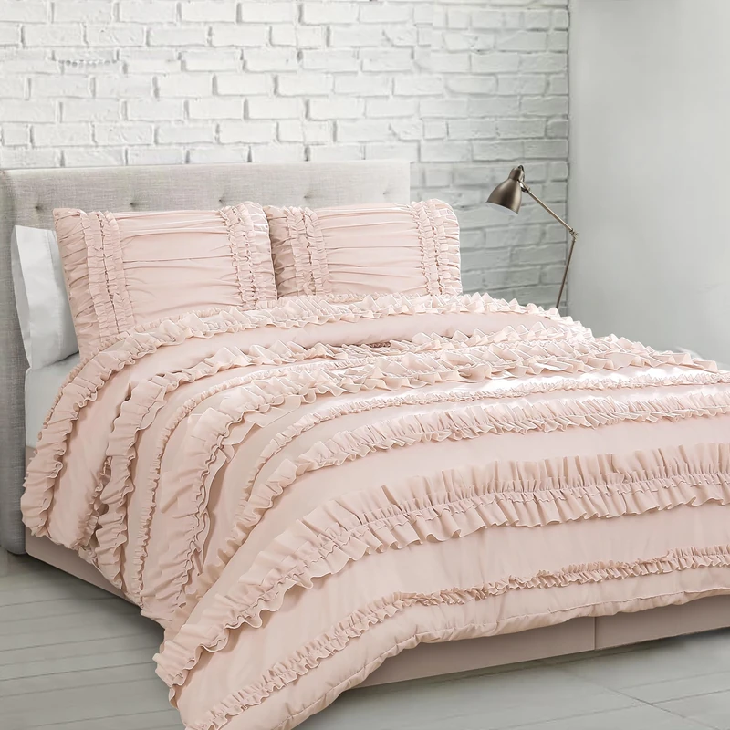 Lush Decor Belle 4 Piece Comforter Set, Polyester, Blush, Full/Queen