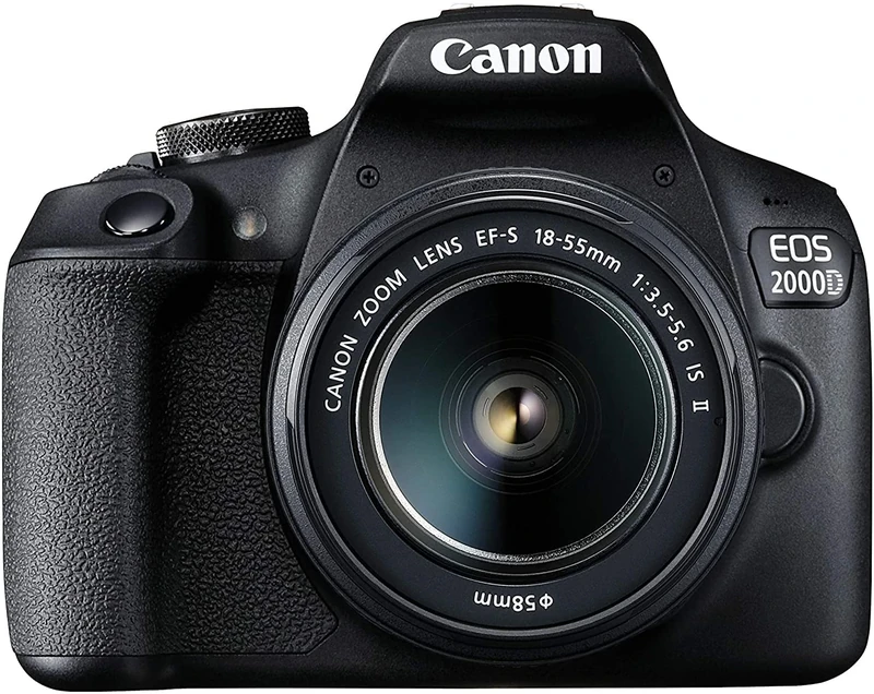 Canon EOS 2000D + EF-S 18-55mm f/3.5-5.6 IS II SLR Camera Set -Black + Extra Battery -EU Product with 2pin plug