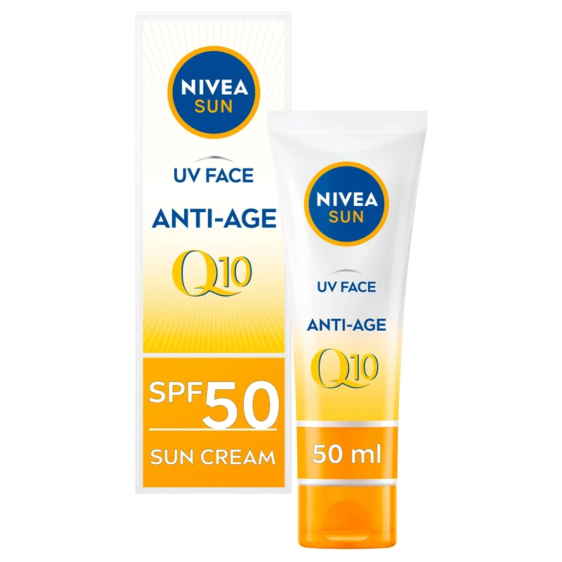 NIVEA Sun UV Face Anti-Age SPF 50 (50ml), Q10 Protects Against UVA/UVB Rays and Premature Skin Ageing, Anti-Ageing Cream, Fights Fine Lines and Wrinkles