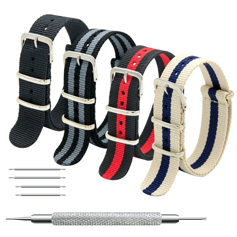 MEGALITH Ballistic Nylon Nato Watch Straps - Multi Pack