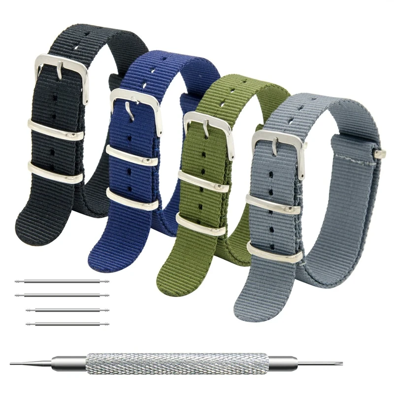 MEGALITH Ballistic Nylon Nato Watch Straps - Multi-Pack