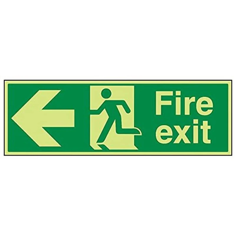 Vsafety 14003BP-G'Fire Exit Arrow Left' Sign, Landscape, 600 mm x 200 mm (Pack of 3)