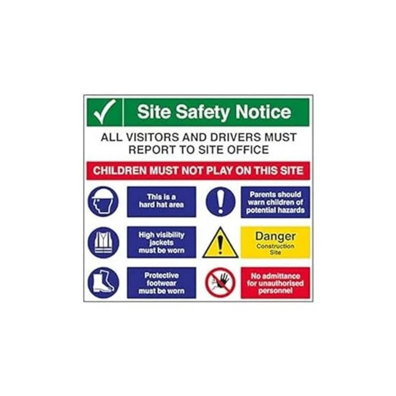 V Safety 6C010BX-R "Multi Hazard Site Safety/All Visitors To…" Sign, 775 mm x 700 mm (Pack of 3)