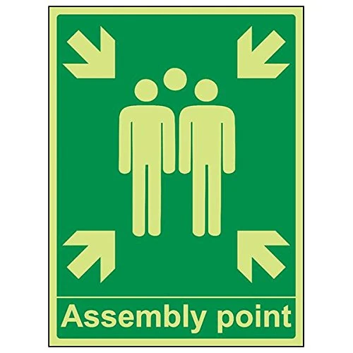 V Safety 17018BC-G'Assembly Point With Family' Sign, Portrait, 300 mm x 400 mm (Pack of 3)