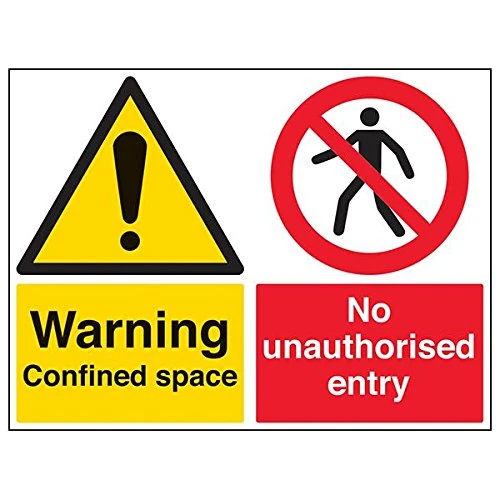 V Safety 67052BR-R "Warning Confined Space/No Unauthorised…" Sign, 600 mm x 450 mm (Pack of 3)