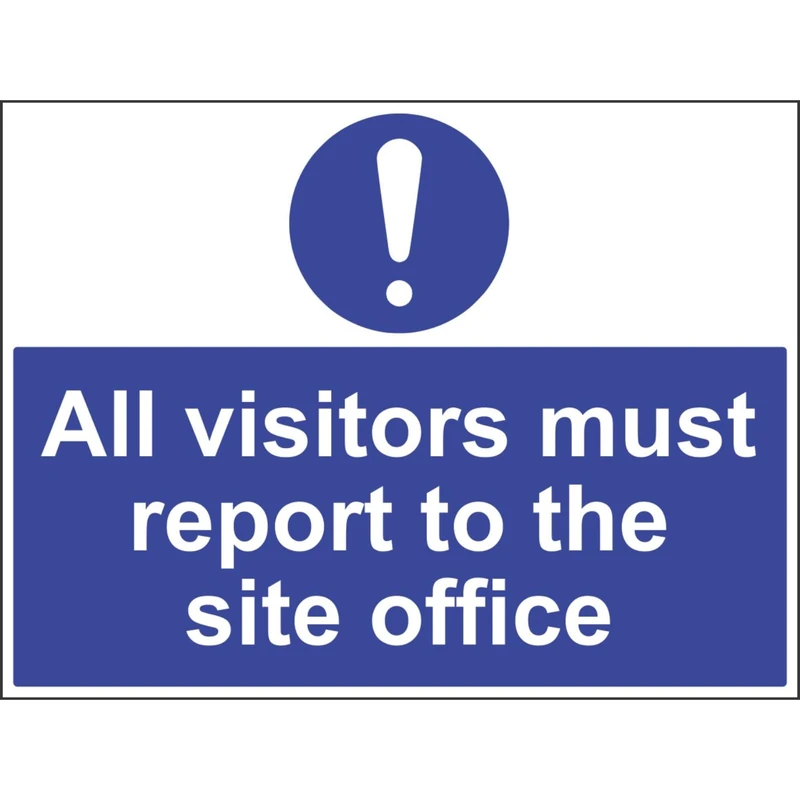 Vsafety 43039BR-R'All Visitors Must Report To Site Office' Sign, 600 mm x 450 mm (Pack of 3) - Image 1