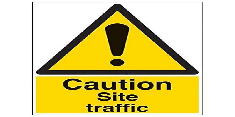 Vsafety 64008BL-R'Caution Site Traffic' Sign, Portrait, 450 mm x 600 mm (Pack of 3) - Image 1