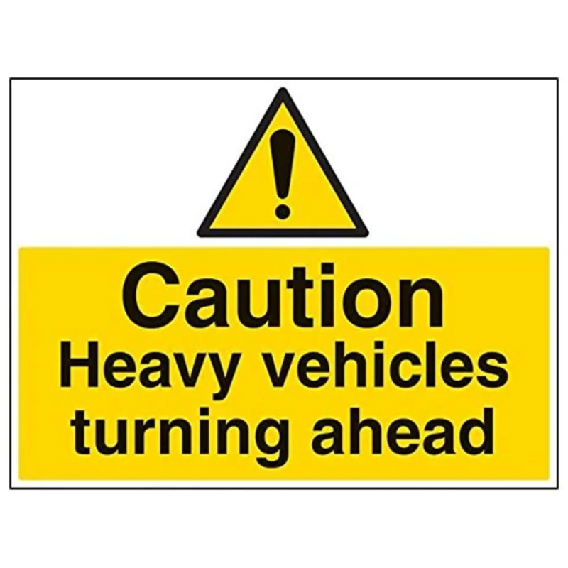 Vsafety 67028BR-R'Caution Heavy Vehicles Turning Ahead' Sign, 600 mm x 450 mm (Pack of 3)