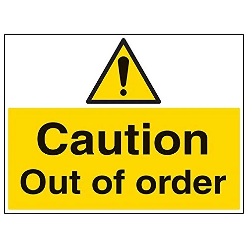 Vsafety 63037BR-R'Caution Out Of Order' Sign, Landscape, 600 mm x 450 mm (Pack of 3)