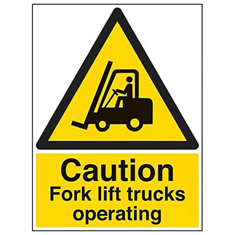 Vsafety 64002BL-R'Caution Fork Lift Trucks Operating' Sign, 450 mm x 600 mm (Pack of 3)