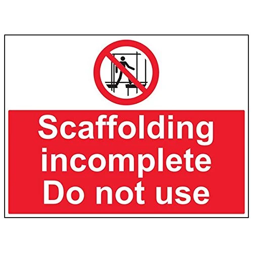 V Safety 52040BR-R'Scaffolding Incomplete Do Not Use' Sign, 600 mm x 450 mm (Pack of 3)