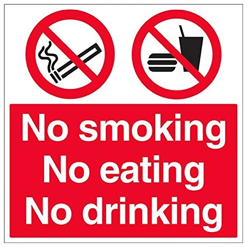 V Safety 44080BK-R'No Smoking, No Eating, No Drinking' Sign, 450 mm x 450 mm (Pack of 3)