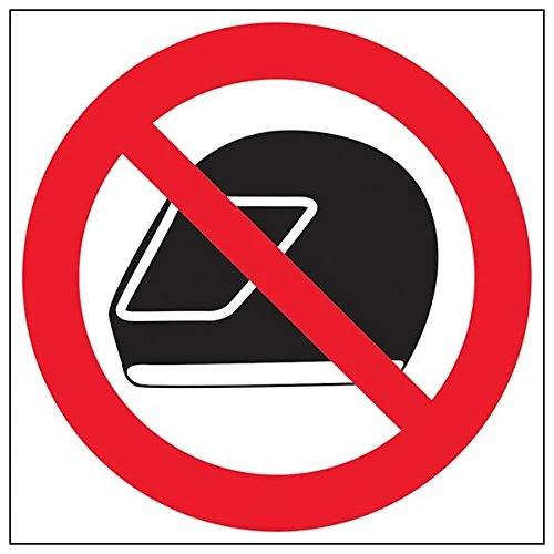 V Safety 51010BG-R'No Helmets Logo' Sign, Square, 400 mm x 400 mm (Pack of 3)