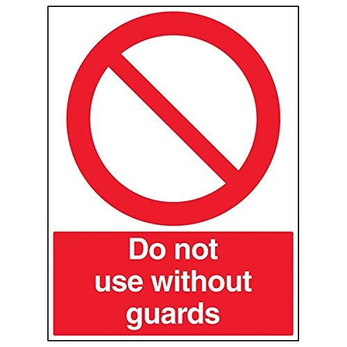 Vsafety 55026BL-R'Do Not Use Without Guards' Sign, Portrait, 450 mm x 600 mm (Pack of 3)