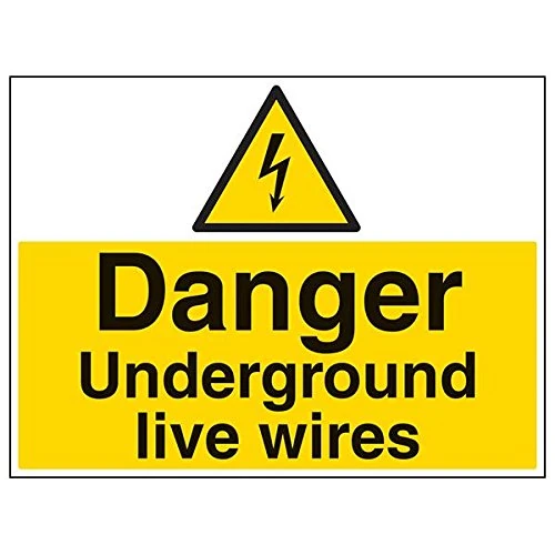 V Safety 67046BR-R'Danger Underground Live Wires' Sign, Landscape, 600 mm x 450 mm (Pack of 3)
