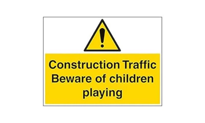 V Safety 67035BR-R'Construction Traffic/Beware of Children' Sign, 600 mm x 450 mm (Pack of 3)