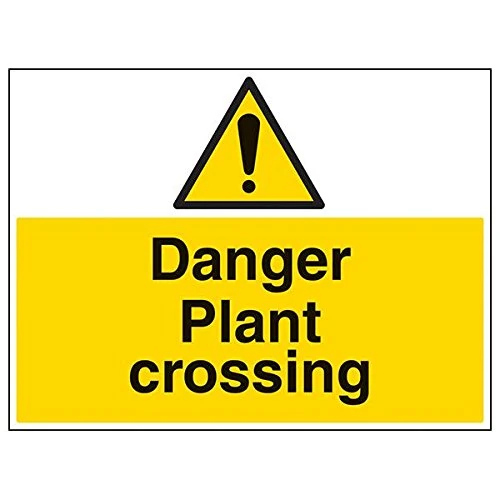Vsafety 67036BR-R'Danger Plant Crossing' Sign, Landscape, 600 mm x 450 mm (Pack of 3)
