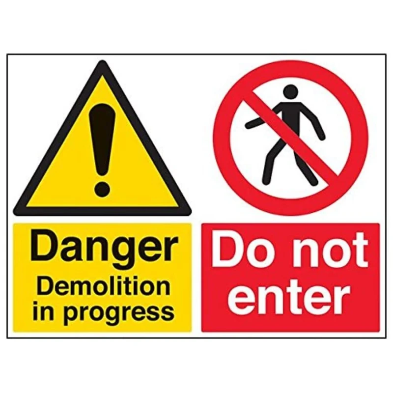 Vsafety 67058BR-R'Danger Demolition In Progress/Do Not Enter' Sign, 600 mm x 450 mm (Pack of 3)