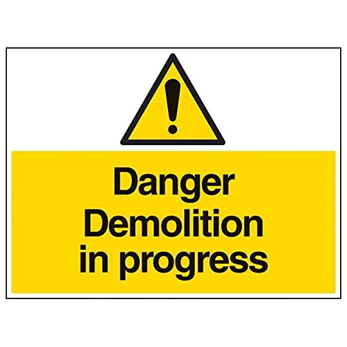 V Safety 67007BR-R'Danger Demolition In Progress' Sign, Landscape, 600 mm x 450 mm (Pack of 3)