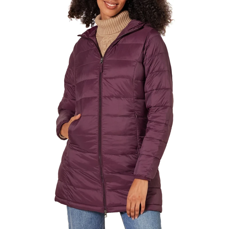 Amazon Essentials Women's Lightweight Water-Resistant Packable Hooded Puffer Coat (Available in Plus Size), Burgundy, X-Small