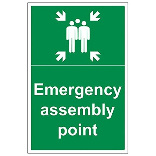 V Safety 17016BH-R'Emergency Assembly Point' Sign, Portrait, 400 mm x 600 mm (Pack of 3)