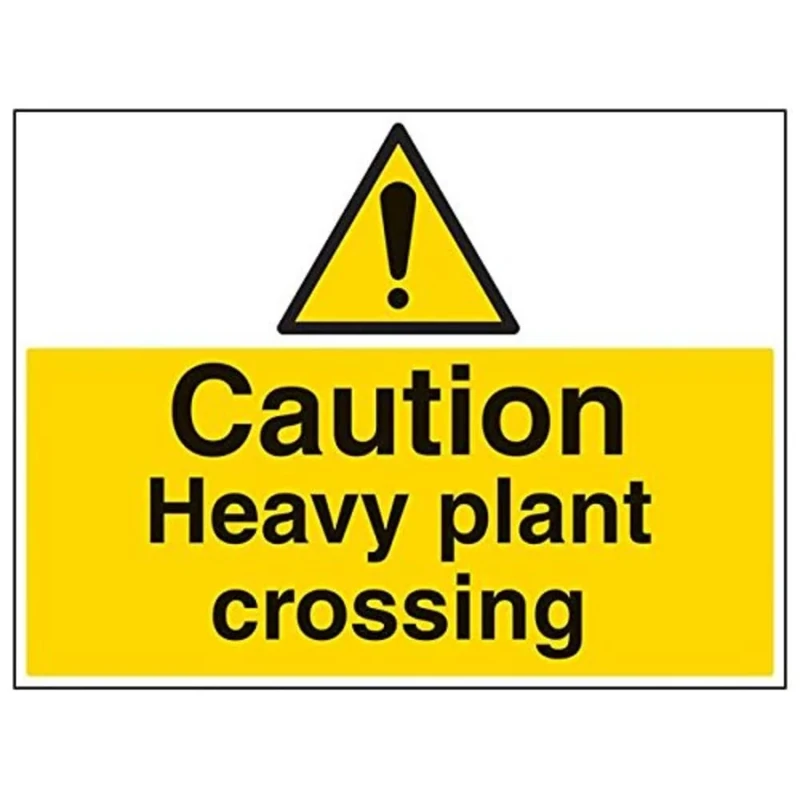Vsafety 67027BR-R'Caution Heavy Plant Crossing' Sign, Landscape, 600 mm x 450 mm (Pack of 3)