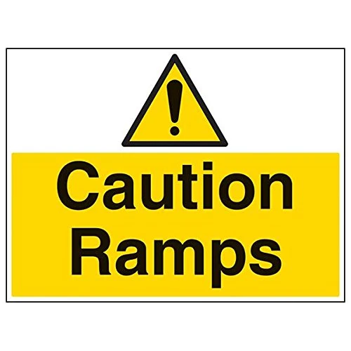 Vsafety 67021BR-R'Caution Ramps' Sign, Landscape, 600 mm x 450 mm (Pack of 3)