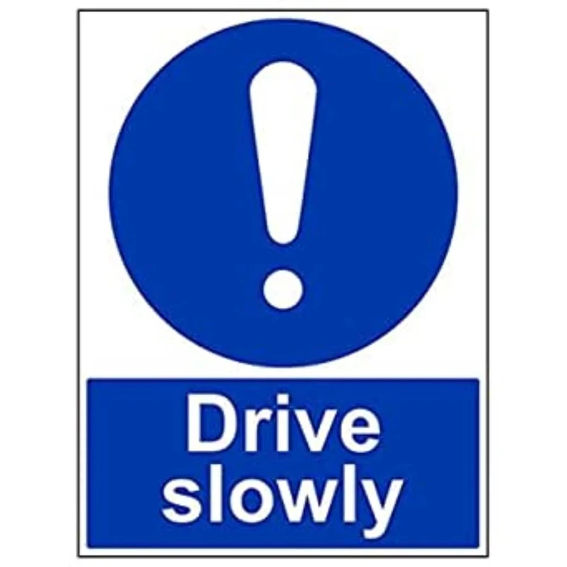 Vsafety 43012BL-R'Drive Slowly' Sign, Portrait, 450 mm x 600 mm (Pack of 3)