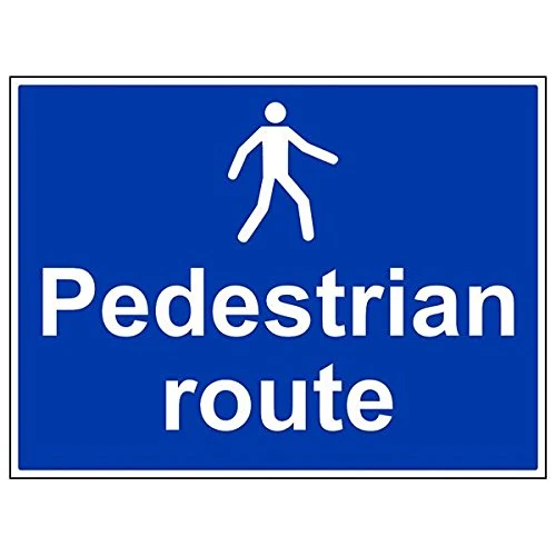 Vsafety 43048BR-R'Pedestrian Route' Sign, Landscape, 600 mm x 450 mm (Pack of 3)
