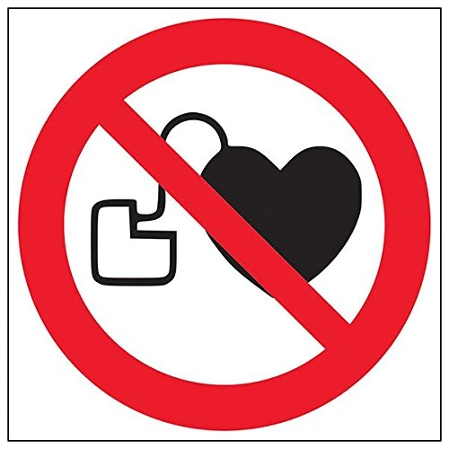 V Safety 51005BG-R'No Pacemakers Logo' Sign, Square, 400 mm x 400 mm (Pack of 3)