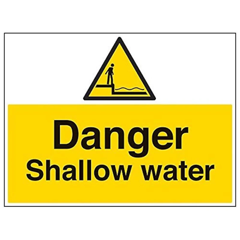 V Safety 66015BR-R'Danger Shallow Water' Sign, Landscape, 600 mm x 450 mm (Pack of 3)
