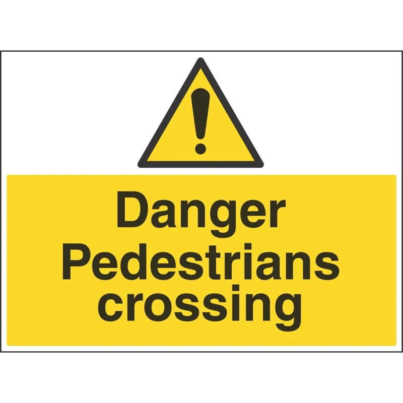 V Safety 67037BR-R'Danger Pedestrians Crossing' Sign, Landscape, 600 mm x 450 mm (Pack of 3)
