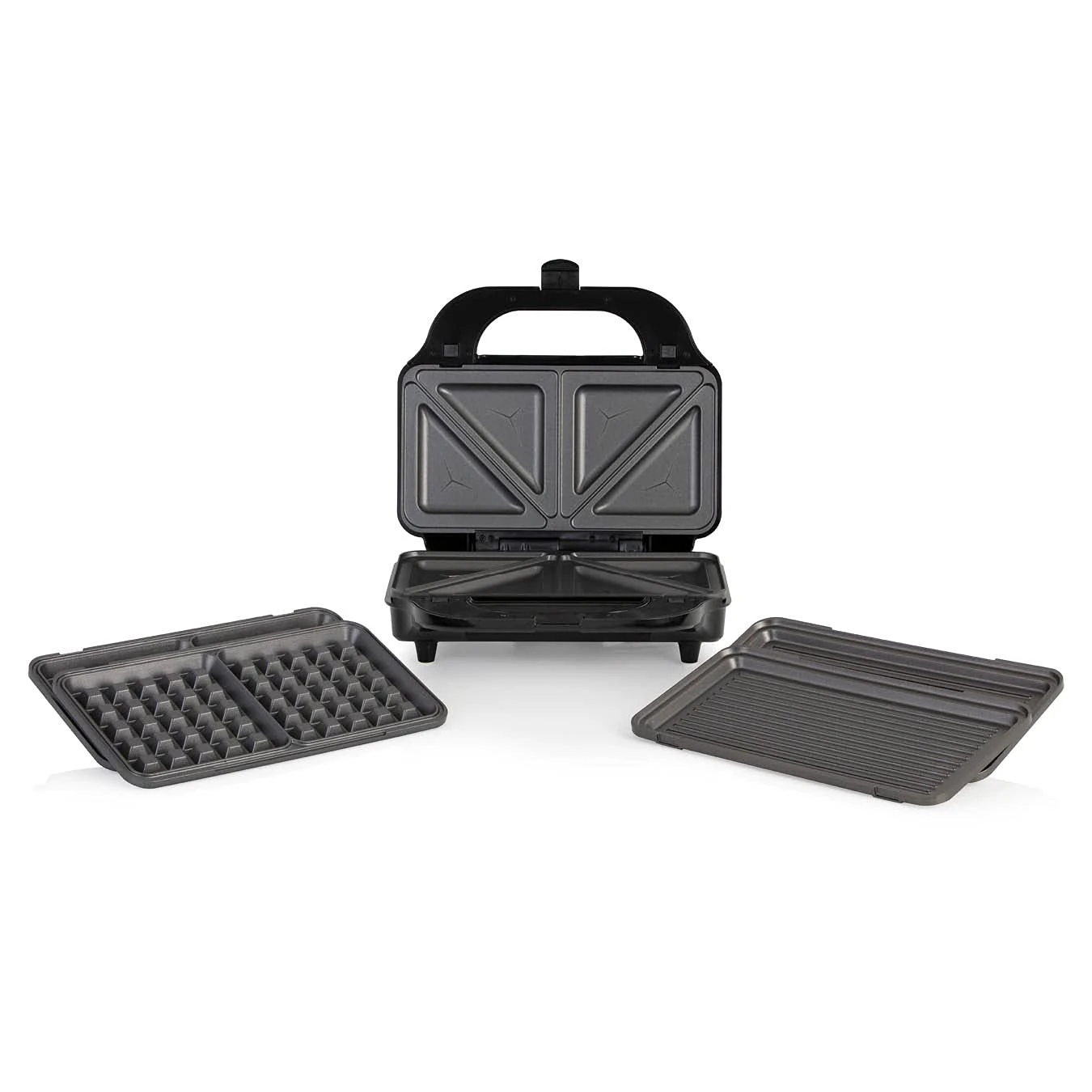 Tower T27020 3-in-1 Deep Fill Sandwich Maker with Interchangeable Waffle Plates, Stainless Steel, Silver/Black