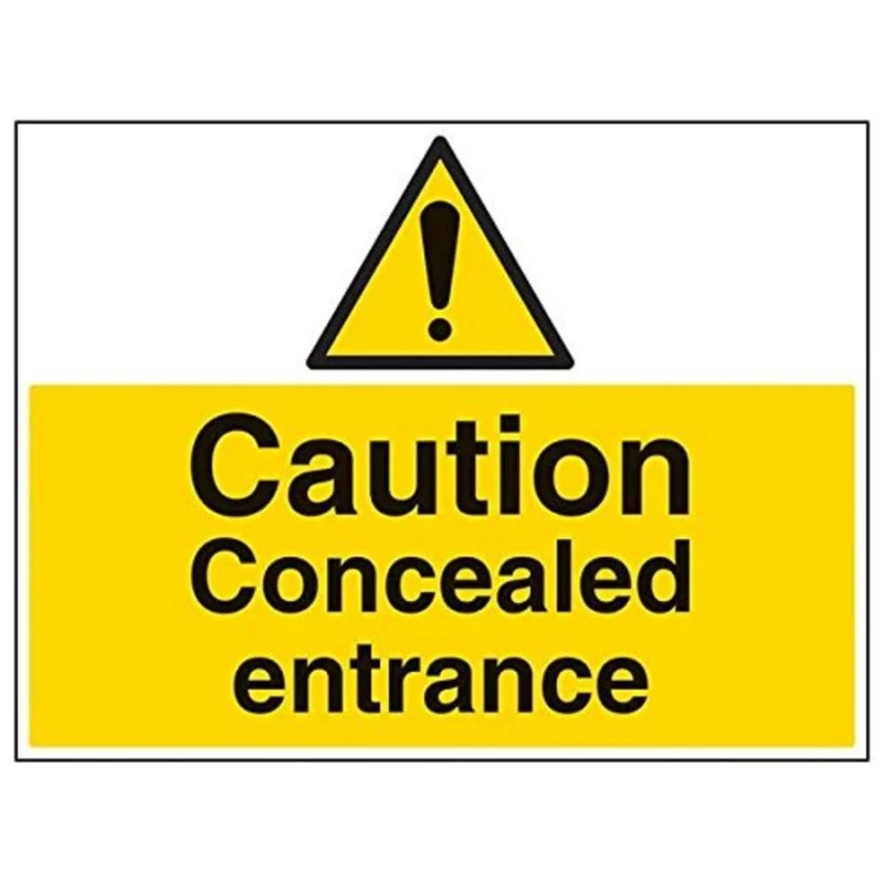 Vsafety 67029BR-R'Caution Concealed Entrance' Sign, Landscape, 600 mm x 450 mm (Pack of 3)