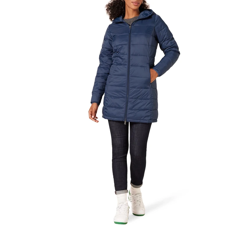 Amazon Essentials Women's Lightweight Water-Resistant Packable Hooded Puffer Coat (Available in Plus Size), Navy, X-Small