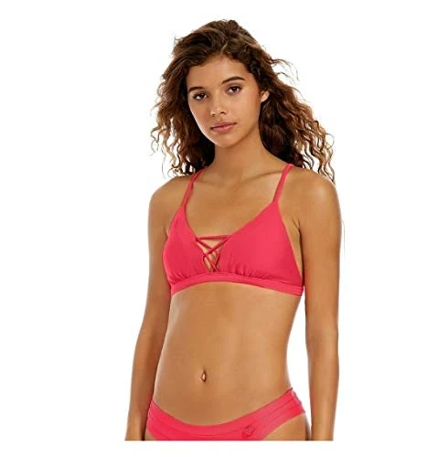 Body Glove Women's Smoothies Phoebe Solid Fixed Triangle Bikini Top Swimsuit, Diva, Small