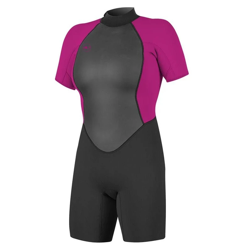 O'Neill Wetsuits Women's Reactor II 2mm Back Zip Spring Wetsuit, Black/Berry, 4
