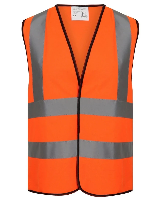 HuntaDeal Hi Viz Vis Vest High Visibility Reflect Workwear Safety Waistcoat, Orange, XL