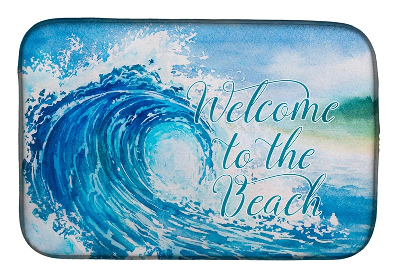 Caroline's Treasures BB8529DDM Wave Welcome Dish Drying Mat, 14 X 21, Multicolor