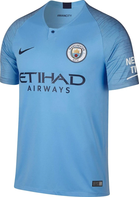 Nike Men Manchester City Stadium Home Short Sleeve Top - Field Blue/Midnight Navy, Large - Image 1
